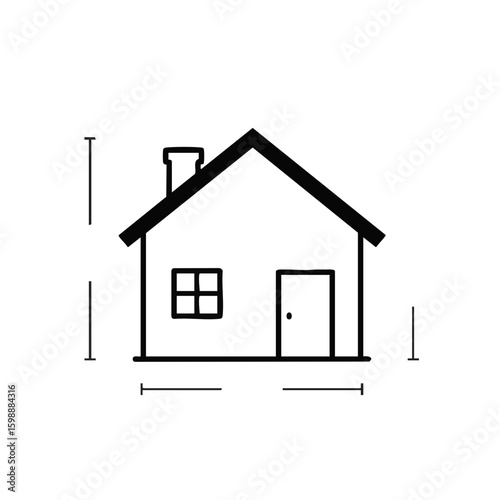 Vector illustration of house size dimension measuring on white background, real estate info