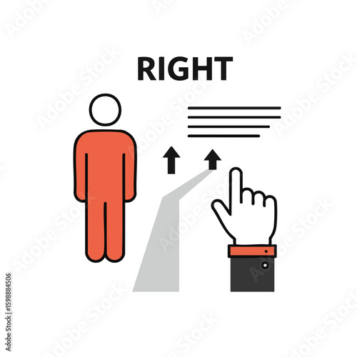 Vector illustration of principle of right concept icon on white background, legal symbol