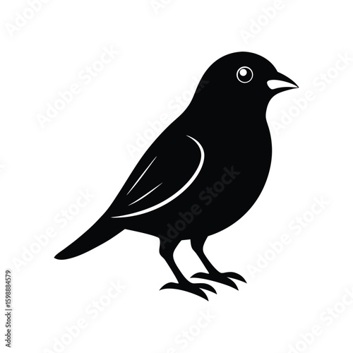 a canary bird full black silhouette vector illustration on white background