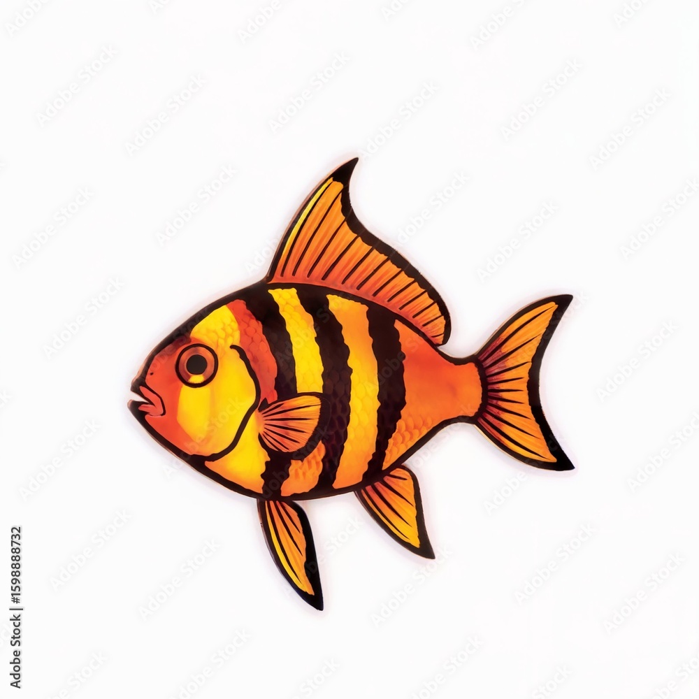 Obraz premium Vibrant orange and yellow fish with black stripes vertical stripes