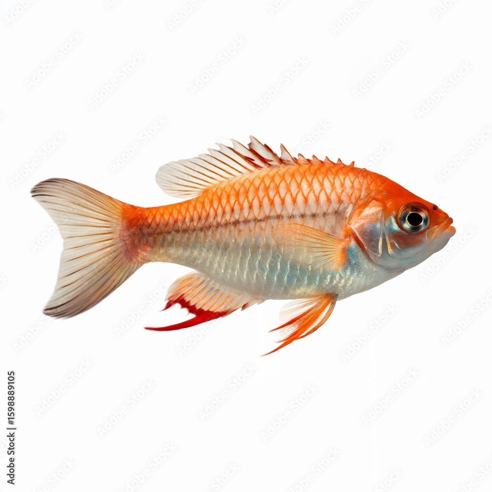 Fototapeta premium Vibrant orange fish with detailed scales swimming aquatic