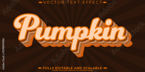 Pumpkin editable text effect, editable retro and halloween text style