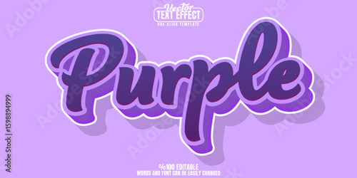 Purple editable text effect, customizable cute and kawaii 3d font style