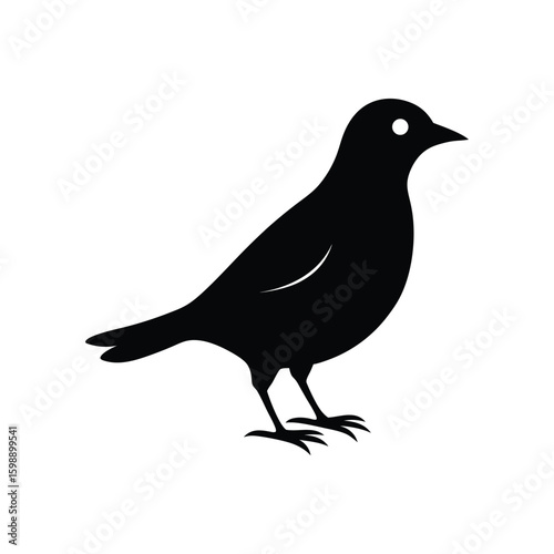 a lark bird full black silhouette vector illustration on white background