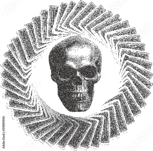 Skull retro y2k stipple design skeleton halftone brutalist urban vector png with clear background, bone 2000s photocopy grunge tattoo gen z effect