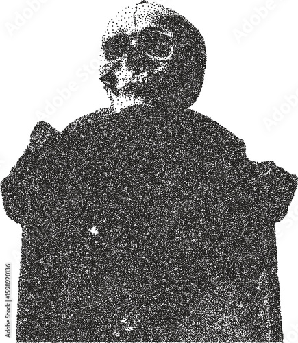 Tombstone retro y2k stipple design cemetery halftone brutalist urban vector png with clear background, skull 2000s photocopy grunge tattoo gen z effect