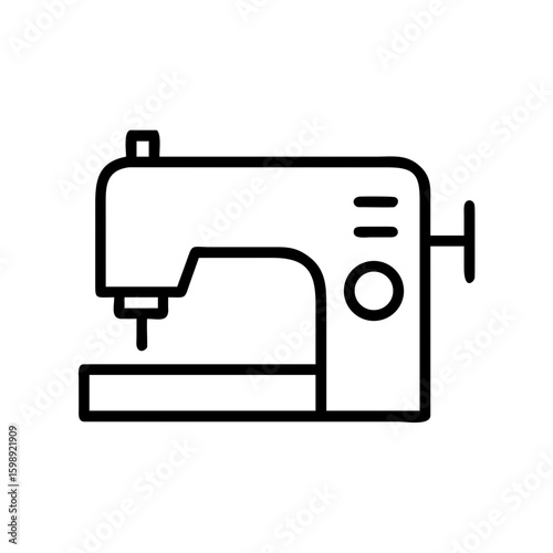 Simple outline graphic of a sewing implement used for stitching fabrics and other materials together