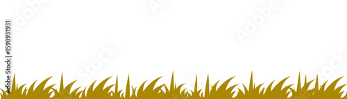 Golden grass border vector illustration featuring a natural patch of stylized grass blades perfect for autumn backgrounds, decorative designs, and seasonal concepts.