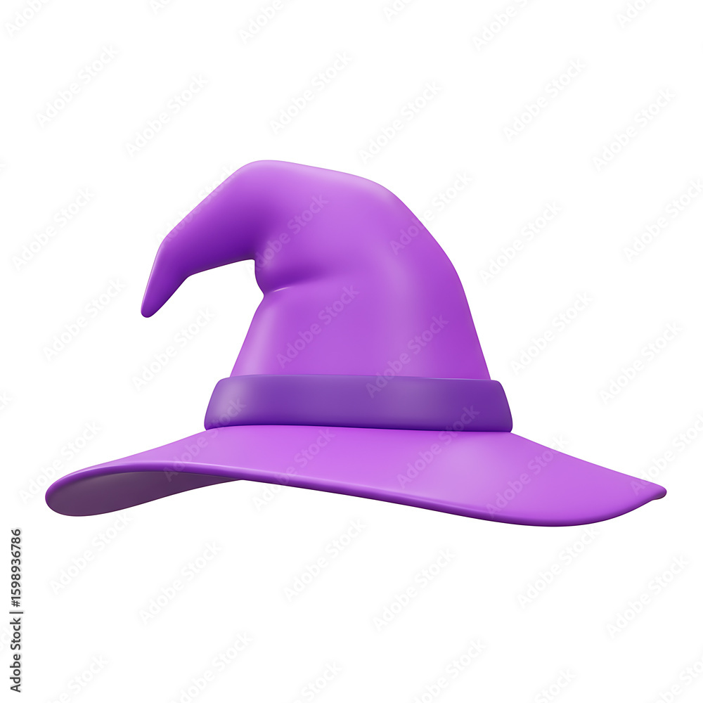 Fototapeta premium A Vibrant Purple Witch's Hat 3D Render: Halloween Festive Accessory