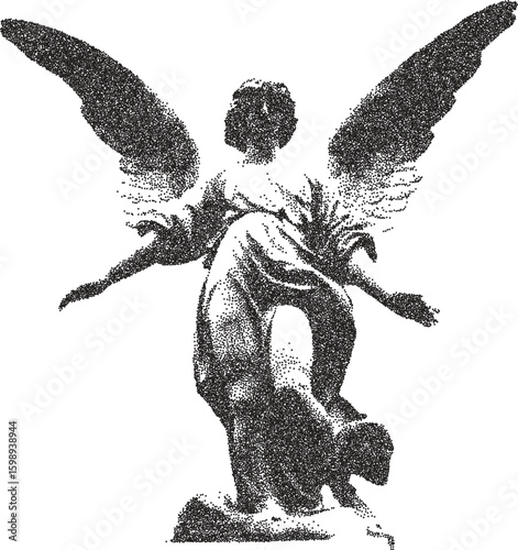 Roman vintage y2k stipple art, statue halftone stipple brutalist retro vector png with transparent background, marble 2000s aesthetic photocopy effect tattoo