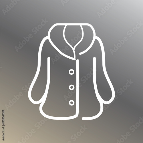 Fur coat icon in minimal white outline on gradient background