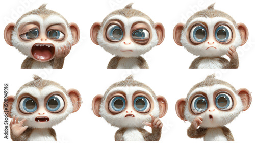 Wallpaper Mural A Collection Of Six Cartoon Monkey Faces Showing Different Expressions On A Transparent Background Torontodigital.ca