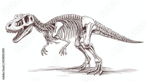 Detailed Engraving Illustration of Tyrannosaurus - Single Image for Design Projects