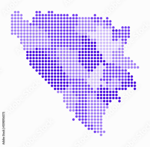 Bosnia and Herzegovina dotted map. Digital style map of the country on white background. Bosnia and Herzegovina shape with circle dots. Colored dots style. Large size circles.