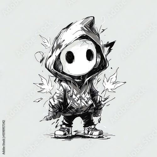 Mysterious Hooded Figure in Autumn