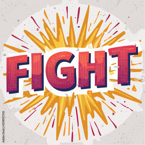 “FIGHT” illustrated with stamped texture and uneven print, a raw visual metaphor for protest and persistence.