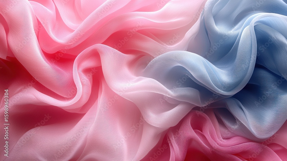 Fototapeta premium Abstract Pastel Fabric Drapery: A Symphony of Pink and Blue