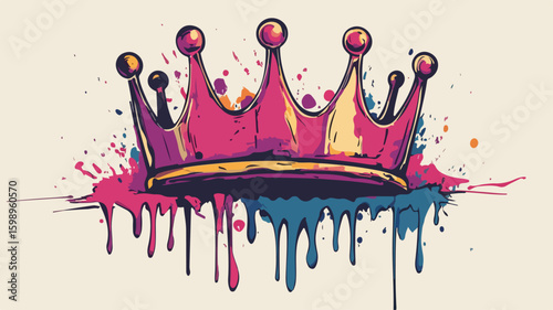 Graffiti Crown Vector Art Illustration: Bold Street Artwork for Creative Projects