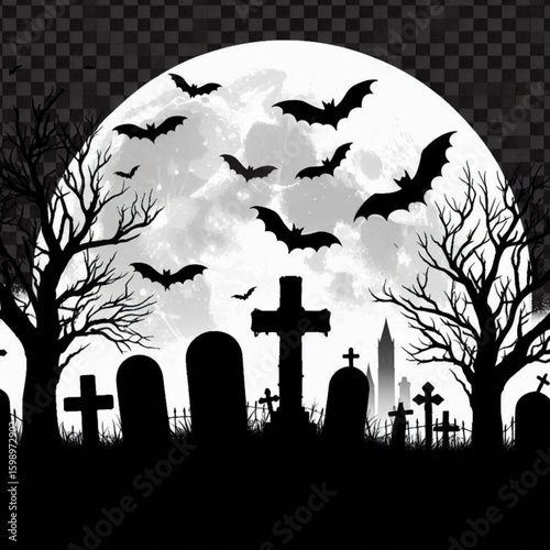 halloween background with cemetery