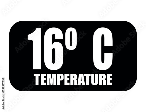 16° C. Temperature degrees celsius vector isolated on white background
