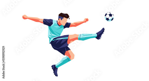 Illustration of soccer player performing a powerful kick
