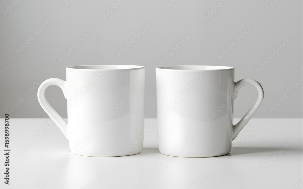 Fototapeta premium Two blank white mugs. High quality
