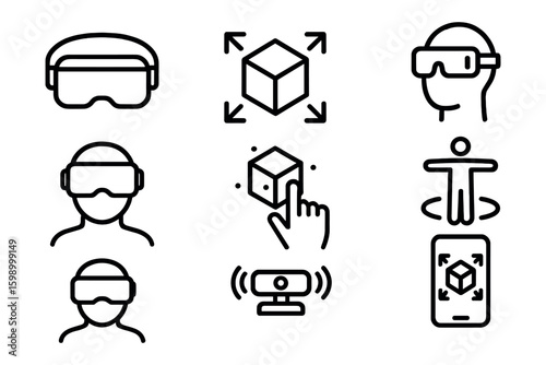 Virtual reality and augmented reality icons representing technology concepts