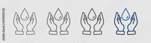 save water icon set outline