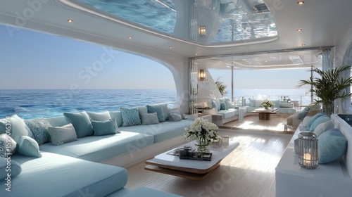 Luxury Yacht Deck: Serene Ocean Views and Tranquil Design