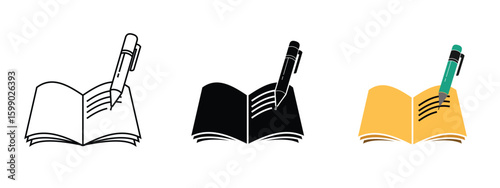 Writing pen set design. Stationery, in various variants. Back to school.