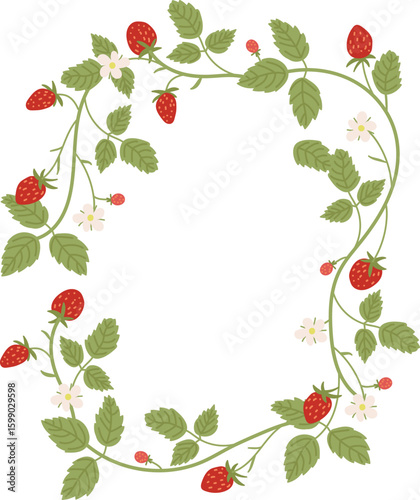Strawberry Vine Frame with Flowers