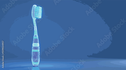Futuristic 3d render of a blue toothbrush illustrating dental hygiene concepts.