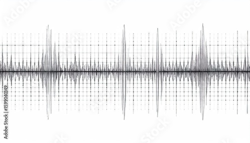 Bold Dashed Waveform Segments On A Neutral White Field Visualizing Sound Frequency Patterns