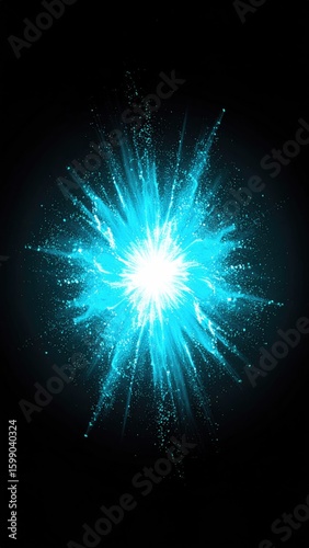 Bright Turquoise Explosion Of Light Against A Dark Background