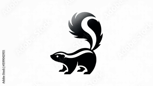 Minimalist black and white skunk logo in a stylized artistic form