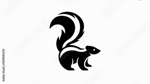 Minimalist black and white stylized skunk logo for branding and design