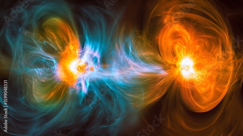 Colorful Energy Collision Abstract Background with Glowing Plasma Effects