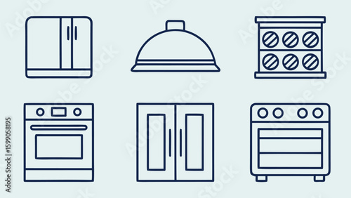 Collection of restaurant and kitchen dining icons set Culinary essentials