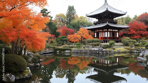 Japanese Temple and Garden Reflection