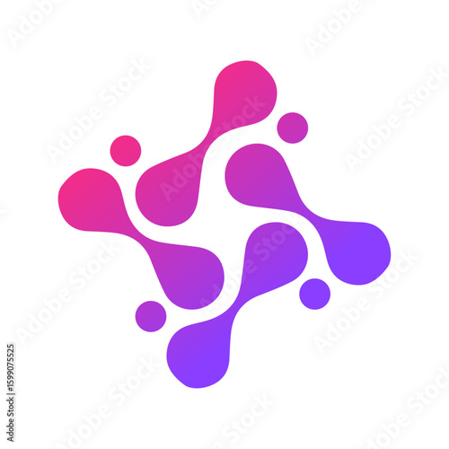 Digital Flow Symbol: Abstract digital molecular structure, showcasing a dynamic interconnected system in vibrant gradients. 