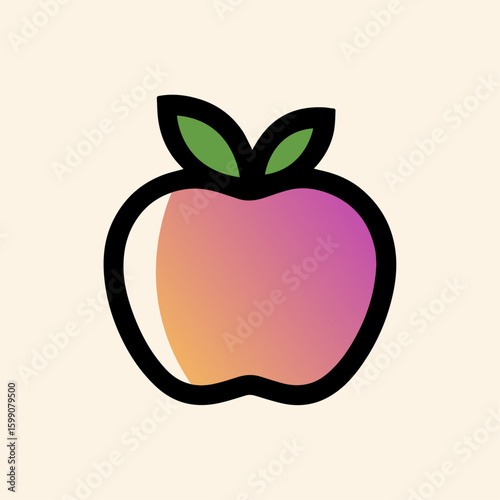 Delicious Apple Icon: A vibrant, stylized depiction of a fresh, juicy apple, rendered in a contemporary, graphic style. This image perfectly symbolizes health, nature, and wholesome goodness.