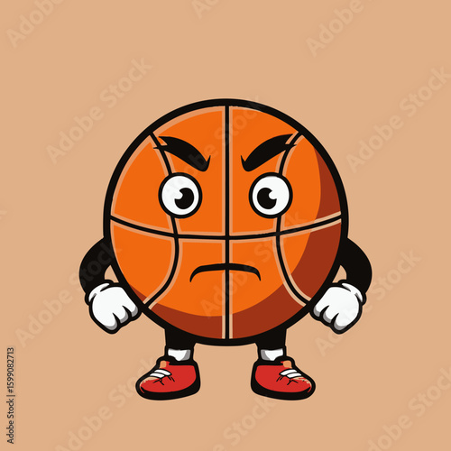 Basketball with a determined expression