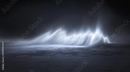 Lightwave ocean abstract art; dark night sky; digital fantasy; website background