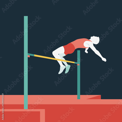 A person is high jumping over a bar in a minimalist illustration.