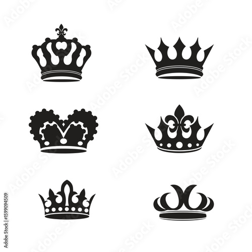 crown vector illustration set 