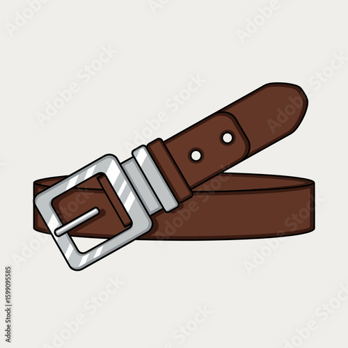 A brown leather belt with a silver buckle is displayed against a white background.