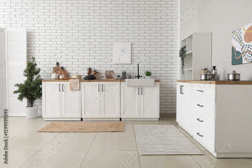 Set of utensils on kitchen ...