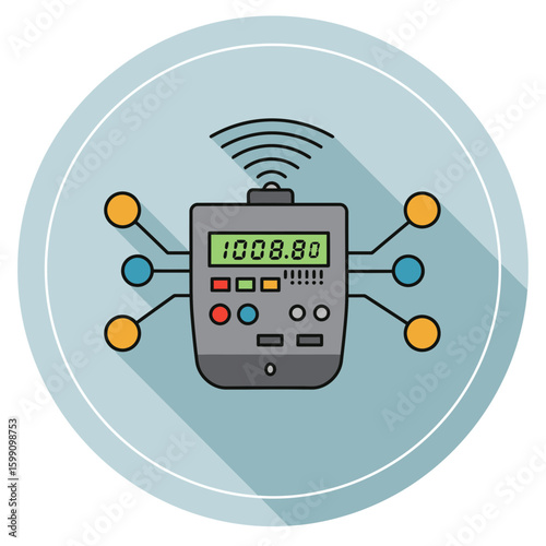 A digital device with a screen and buttons connected to a circuit board.