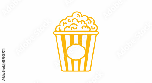 A simple line drawing of a bucket of popcorn, classic movie snack.