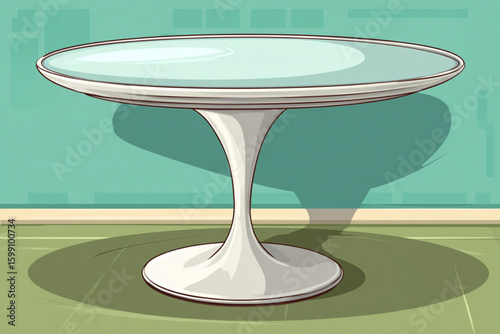 Stylish Modern Round Table Illustration on a Colorful Background